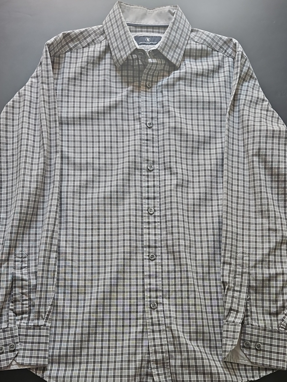 Hart Schaffner Marx Gray Plaid Dress Shirt